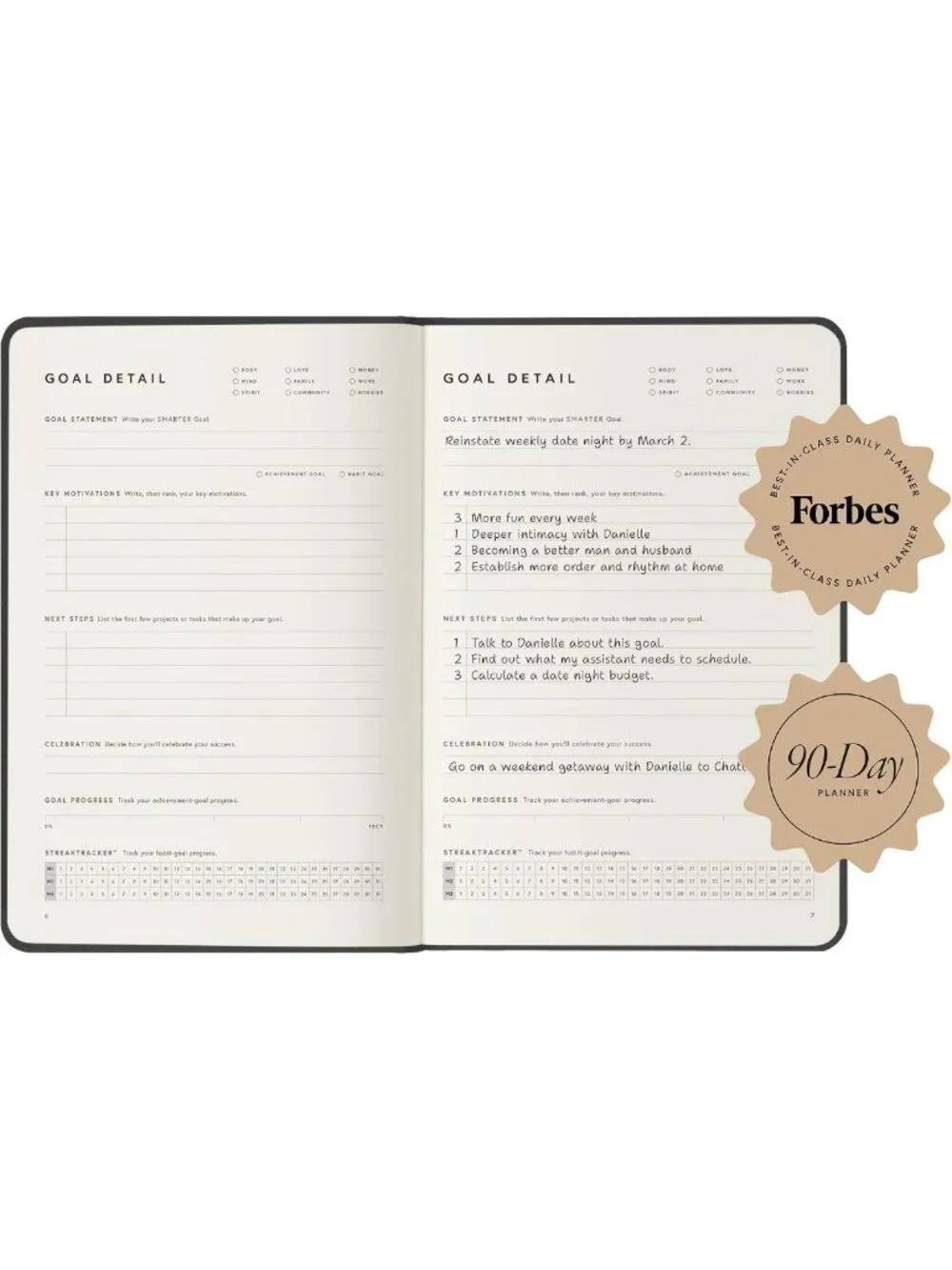 Daily Planner - Oatmeal Linen, Goal Setting, Focus Boosting, Hardcover - Achieve